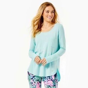 NWT LILLY PULITZER LUXLETIC KERAH LOUNGE TEE SEA GLASS AQUA SZ MEDIUM!